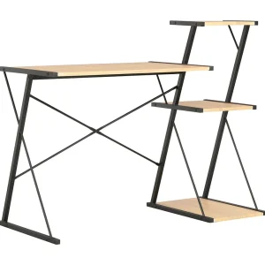 Bureau met schap 116x50x93 cm zwart en eikenkleurig Bureau met schap 116x50x93 cm zwart en eikenkleurig