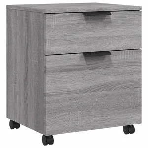 Dossierkast verrijdbaar 45x38x54 cm bewerkt hout grijs sonoma