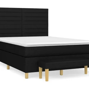 Boxspring met matras stof zwart 140×190 cm Boxspring met matras stof zwart 140×190 cm