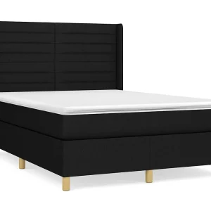 Boxspring met matras stof zwart 140×190 cm Boxspring met matras stof zwart 140×190 cm