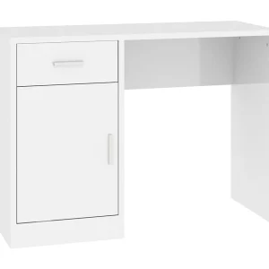 Bureau met kast en lade 100x40x73 cm bewerkt hout hoogglans wit