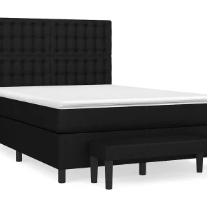 Boxspring met matras stof zwart 140×200 cm