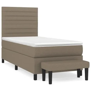 Boxspring met matras stof taupe 90×200 cm Boxspring met matras stof taupe 90×200 cm