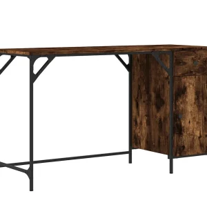 Bureau 131x48x75 cm bewerkt hout gerookt eikenkleurig