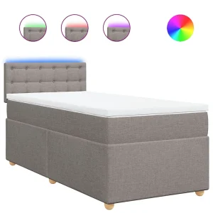 Boxspring met matras stof taupe 90×200 cm Boxspring met matras stof taupe 90×200 cm