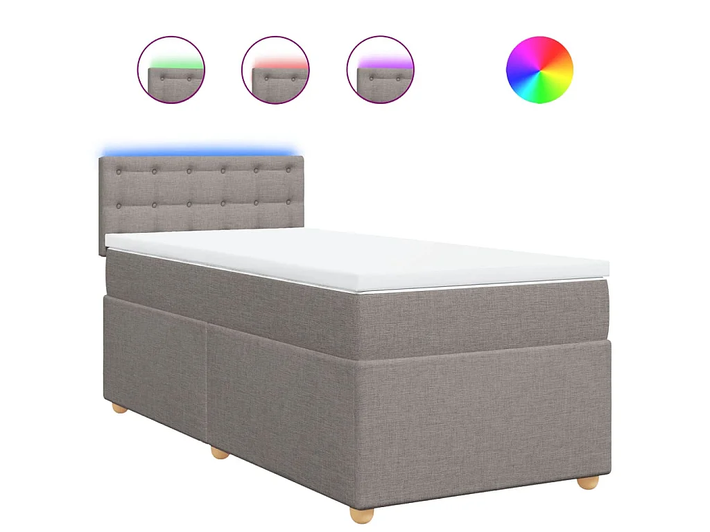 Boxspring met matras stof taupe 90x200 cm