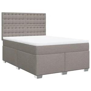Boxspring met matras stof taupe 140×190 cm