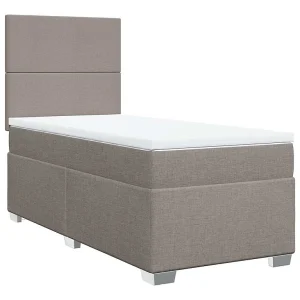 Boxspring met matras stof taupe 100×200 cm
