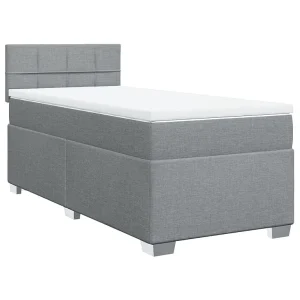 Boxspring met matras stof lichtgrijs 90×190 cm Boxspring met matras stof lichtgrijs 90×190 cm