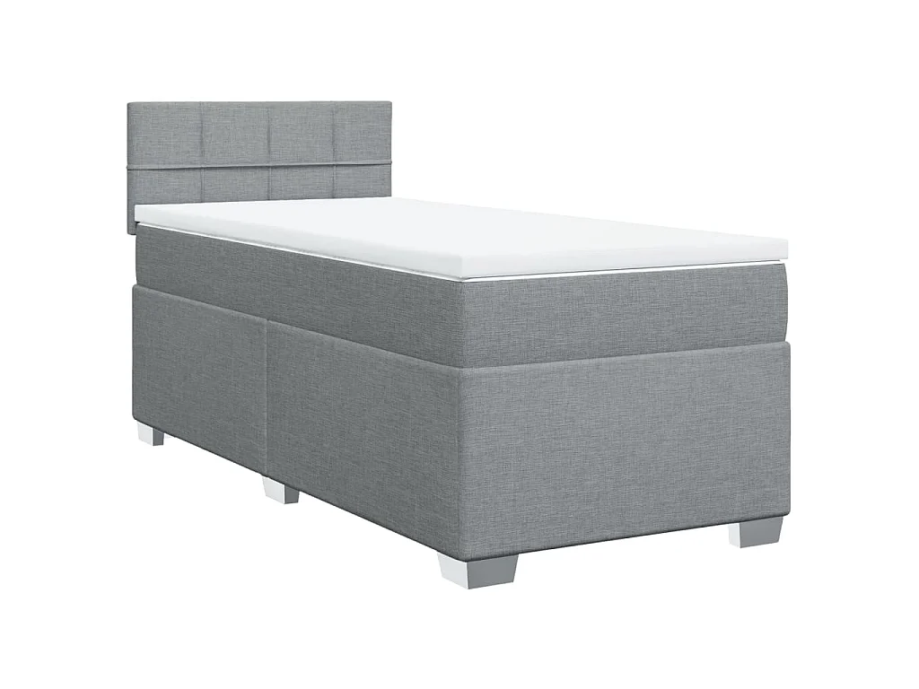 Boxspring met matras stof lichtgrijs 90x190 cm