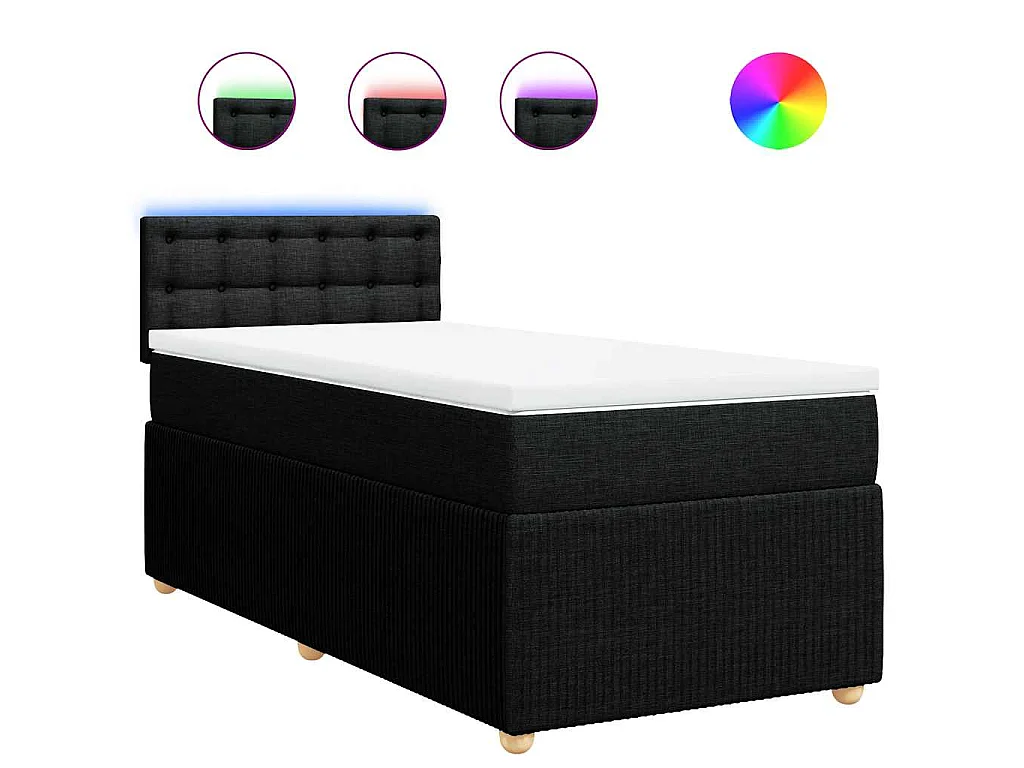 Boxspring met matras stof zwart 90x190 cm