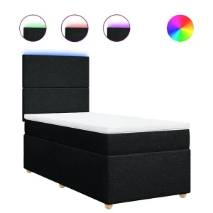Boxspring met matras stof zwart 90×200 cm Boxspring met matras stof zwart 90×200 cm