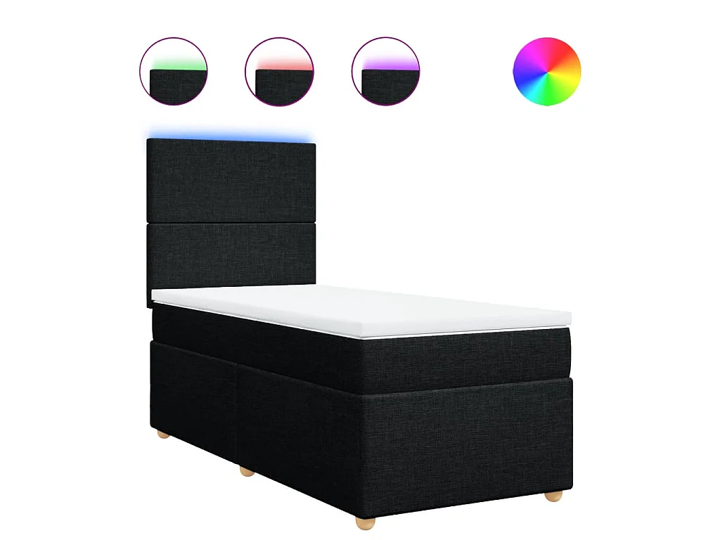 Boxspring met matras stof zwart 90x200 cm