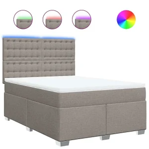 Boxspring met matras stof taupe 140×190 cm