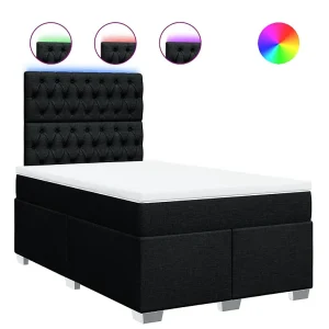 Boxspring met matras stof zwart 120×200 cm