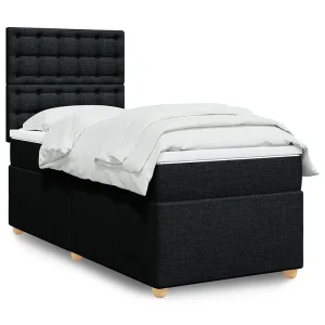 Boxspring met matras stof zwart 90×190 cm Boxspring met matras stof zwart 90×190 cm