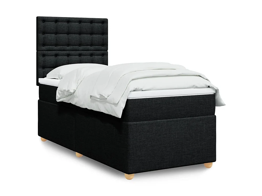 Boxspring met matras stof zwart 90x190 cm