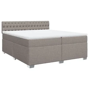 Boxspring met matras stof taupe 200×200 cm