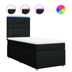 Boxspring met matras stof zwart 100×200 cm