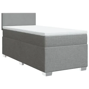 Boxspring met matras stof lichtgrijs 90×190 cm Boxspring met matras stof lichtgrijs 90×190 cm