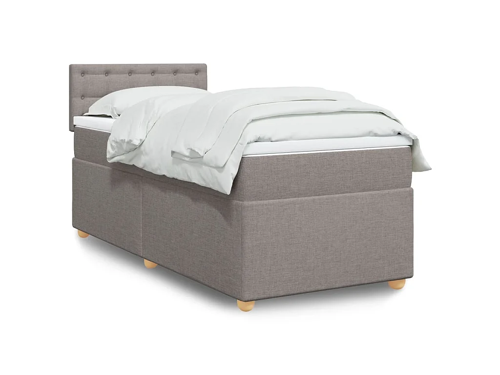 Boxspring met matras stof taupe 90x200 cm