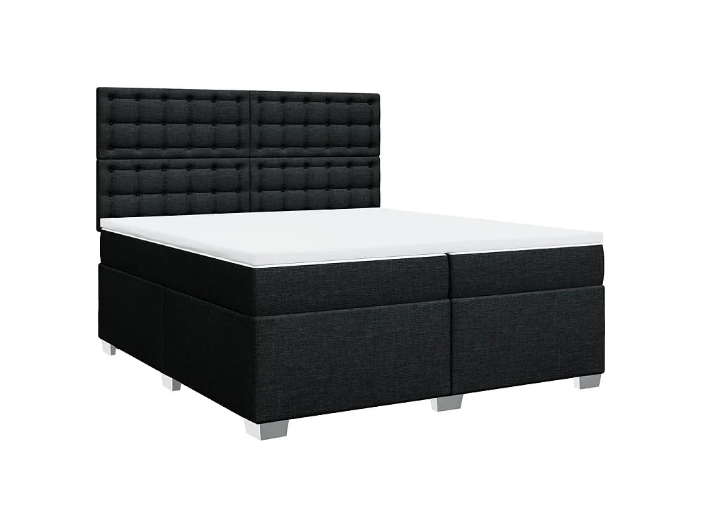Boxspring met matras stof zwart 200x200 cm