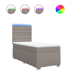 Boxspring met matras stof taupe 90×190 cm Boxspring met matras stof taupe 90×190 cm