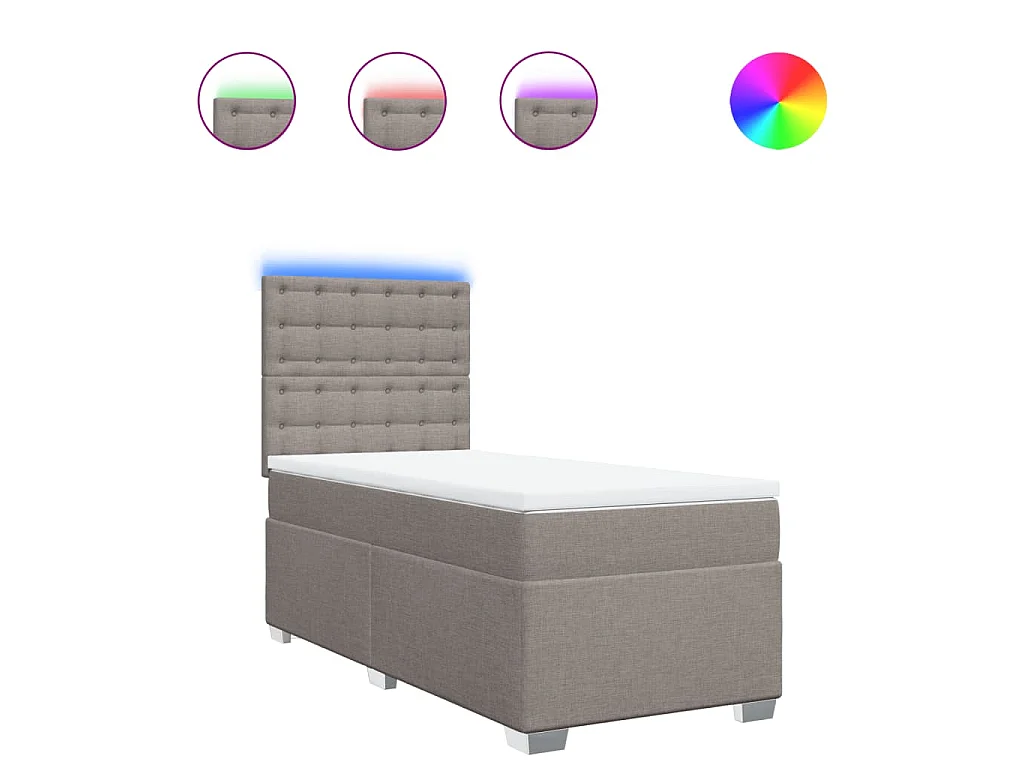 Boxspring met matras stof taupe 90x190 cm