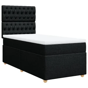 Boxspring met matras stof zwart 90×200 cm Boxspring met matras stof zwart 90×200 cm