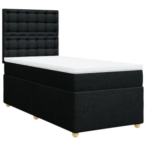 Boxspring met matras stof zwart 90×200 cm Boxspring met matras stof zwart 90×200 cm
