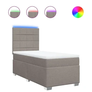 Boxspring met matras stof taupe 90×200 cm Boxspring met matras stof taupe 90×200 cm
