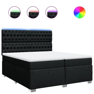 Boxspring met matras stof zwart 200×200 cm Boxspring met matras stof zwart 200×200 cm