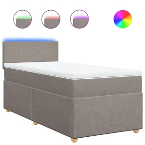 Boxspring met matras stof taupe 90×200 cm Boxspring met matras stof taupe 90×200 cm
