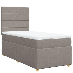 Boxspring met matras stof taupe 90×190 cm