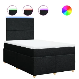 Boxspring met matras stof zwart 120×200 cm