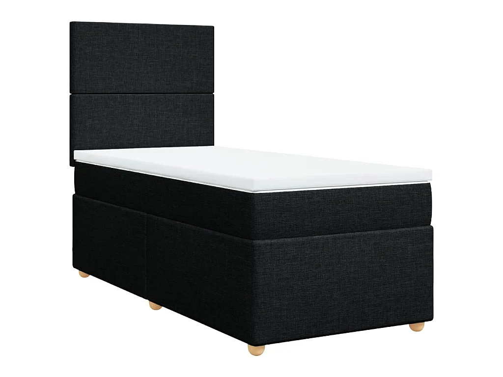 Boxspring met matras stof zwart 90x190 cm
