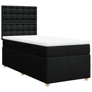 Boxspring met matras stof zwart 90×190 cm Boxspring met matras stof zwart 90×190 cm