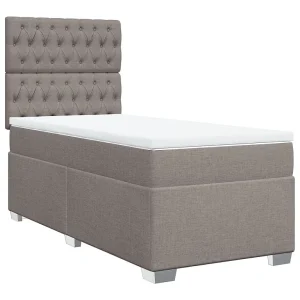 Boxspring met matras stof taupe 100×200 cm