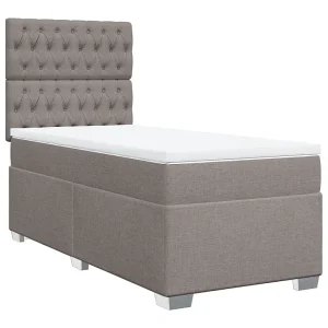 Boxspring met matras stof taupe 90×190 cm