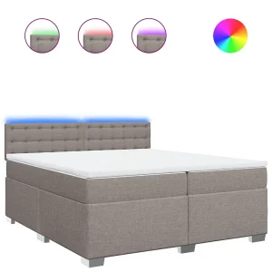 Boxspring met matras stof taupe 200×200 cm