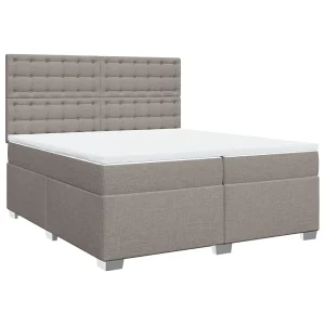 Boxspring met matras stof taupe 200×200 cm