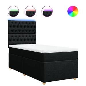 Boxspring met matras stof zwart 100×200 cm Boxspring met matras stof zwart 100×200 cm
