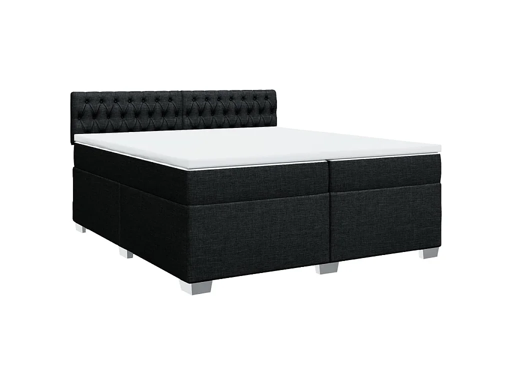 Boxspring met matras stof zwart 200x200 cm