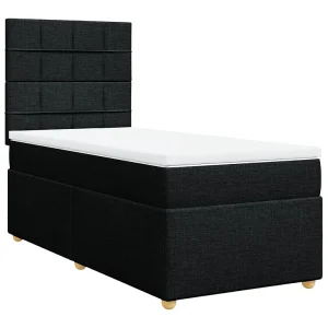 Boxspring met matras stof zwart 100×200 cm Boxspring met matras stof zwart 100×200 cm
