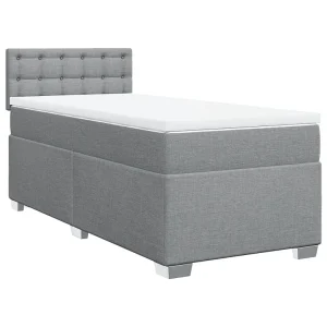 Boxspring met matras stof lichtgrijs 90×190 cm Boxspring met matras stof lichtgrijs 90×190 cm
