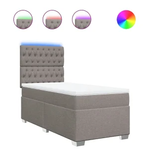 Boxspring met matras stof taupe 90×190 cm
