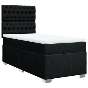 Boxspring met matras stof zwart 90×200 cm Boxspring met matras stof zwart 90×200 cm