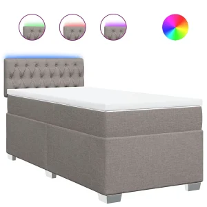 Boxspring met matras stof taupe 100×200 cm