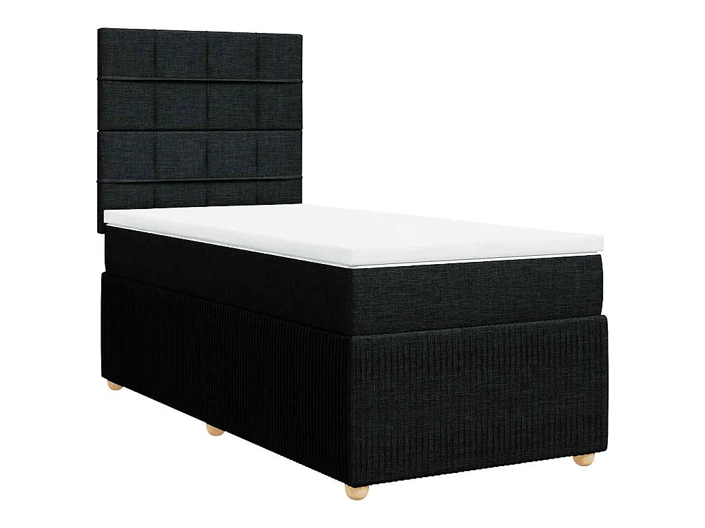 Boxspring met matras stof zwart 90x190 cm