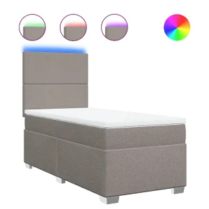 Boxspring met matras stof taupe 90×190 cm